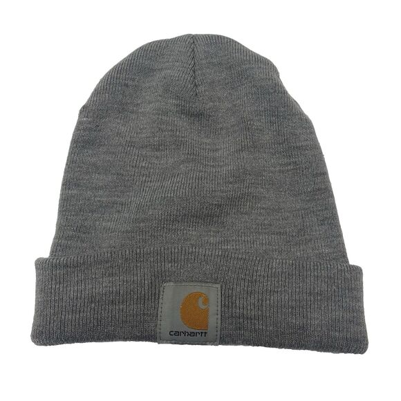 Carhartt Gray Knitted Heather Winter Folded Cuffed Beanie Hat Men's One Size - Picture 1 of 5